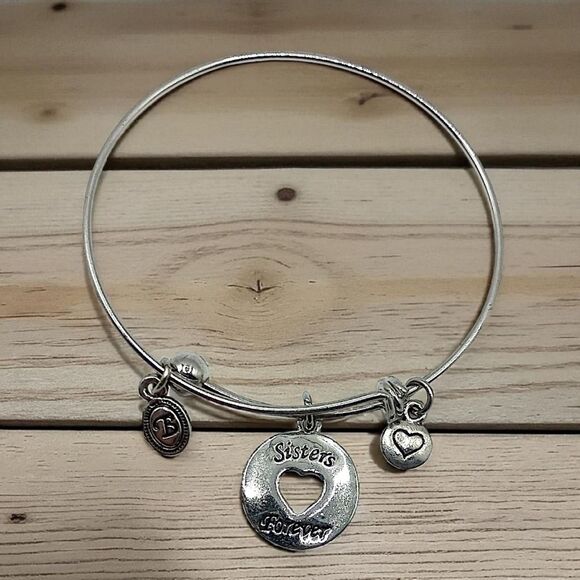 Brighton Sisters Forever Bangle Bracelet Expandable Silver Tone Charm Vintage  - Picture 12 of 16